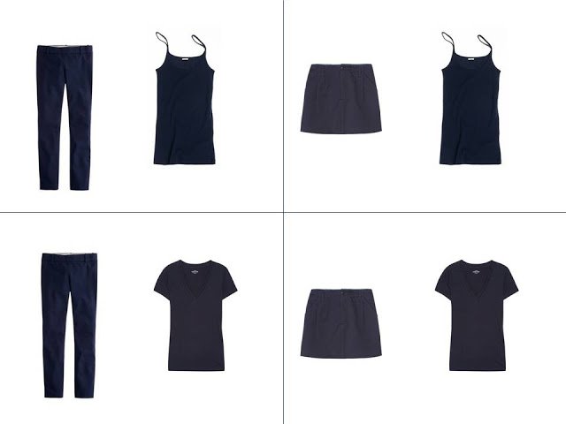 Four outfits from the navy Core of Four