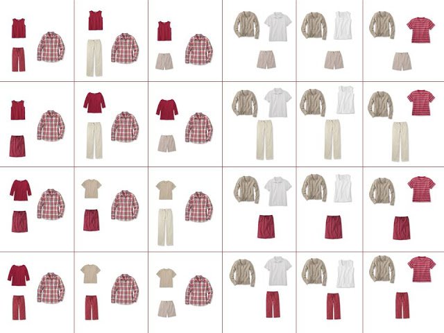 24 different outfits from 16 pieces of clothing