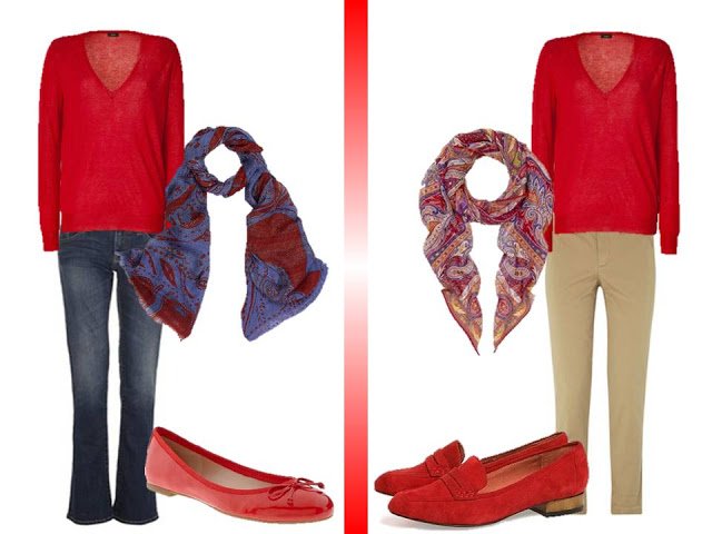How to wear a red v-neck sweater - The Vivienne Files