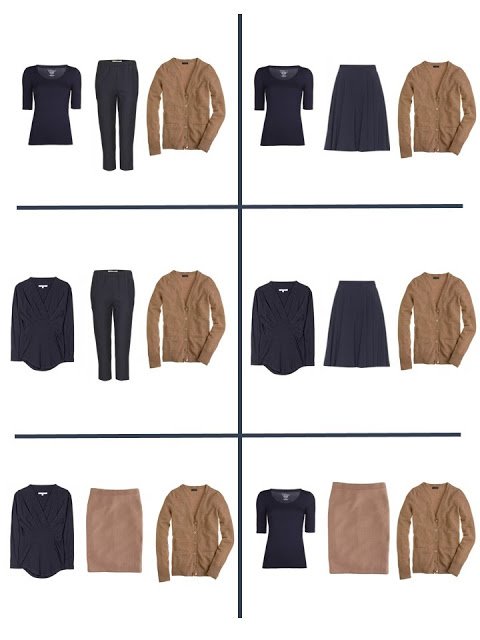 six outfits that come from two four by fours - navy and camel