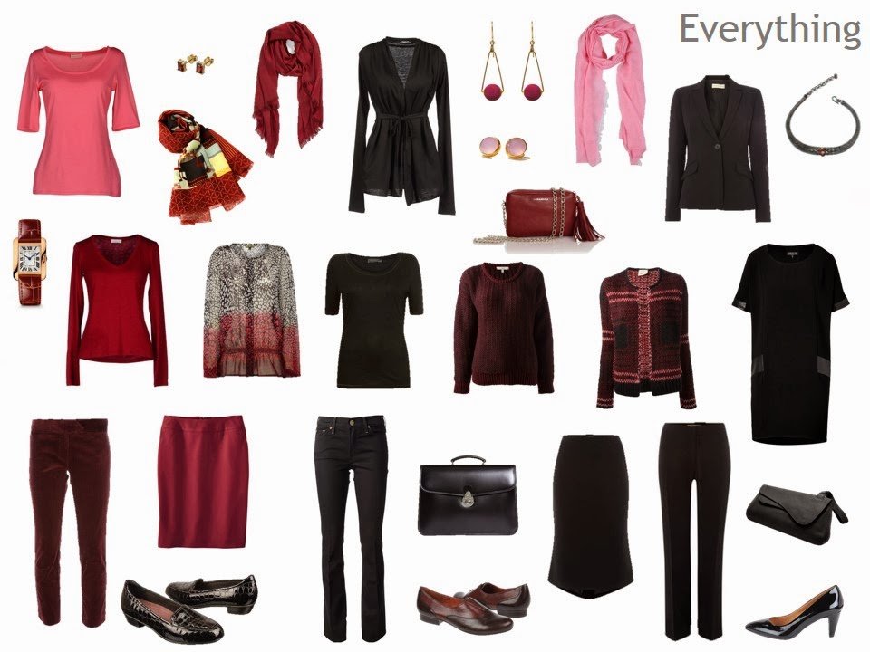 Capsule Wardrobe Packing Outfit by Outfit: Pink, Maroon and Black, for ...