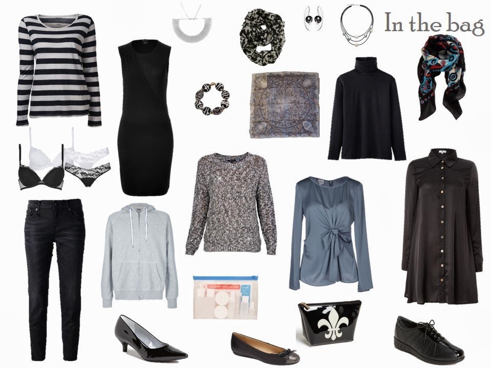 What to pack for Paris, in black, white and blue