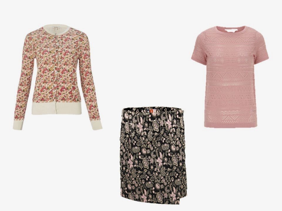 three rose floral garments to use with a neutral wardrobe