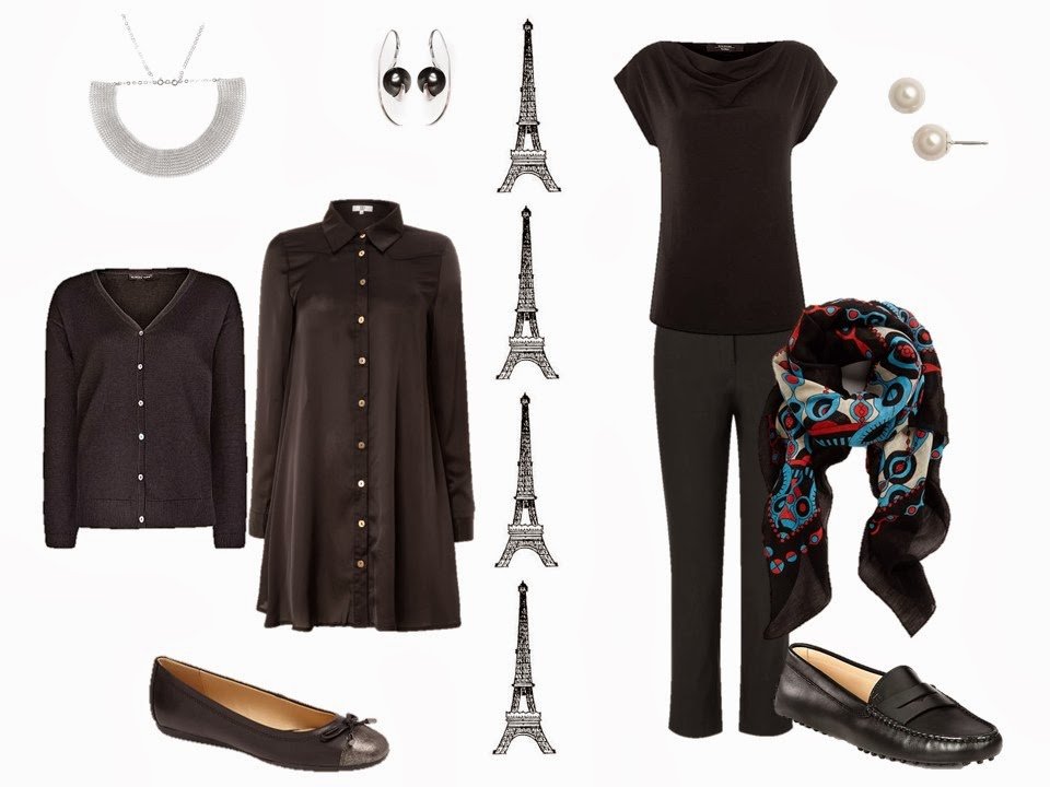 Simple black outfits, for Paris