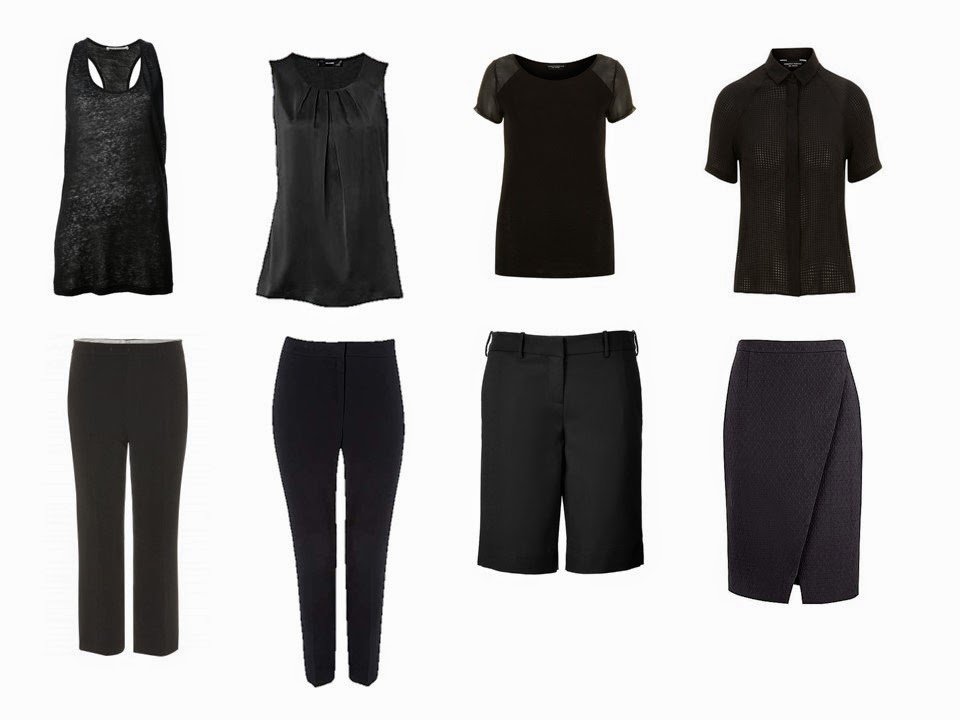 Eight pieces of black clothing - a black "Not So Crazy Eights"