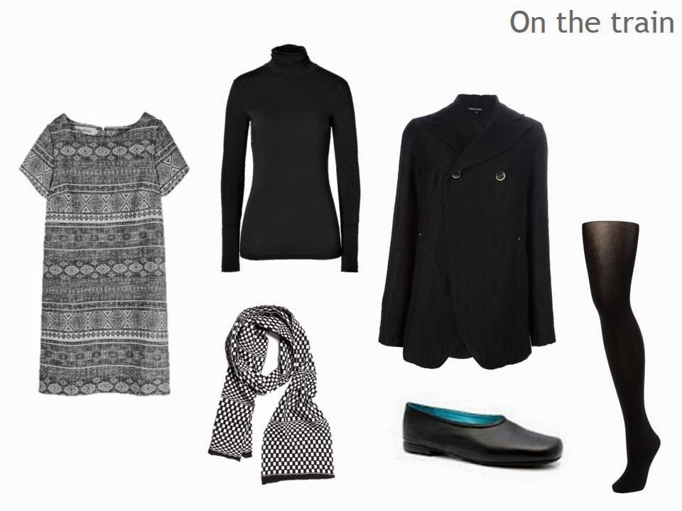 layering a dress with a sweater and tights for cool weather