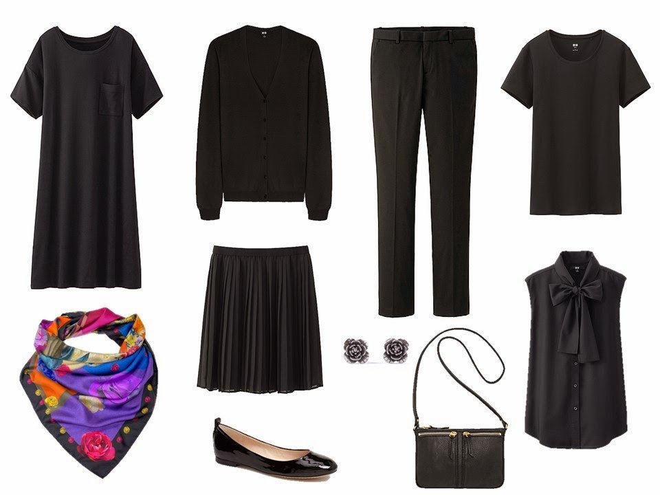 A simple black capsule wardrobe for stress dressing