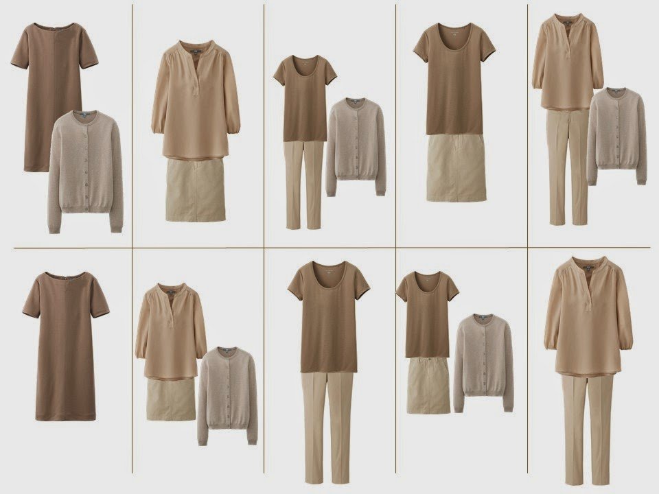 10 stress dressing outfits based on a simple beige and tan capsule travel wardrobe