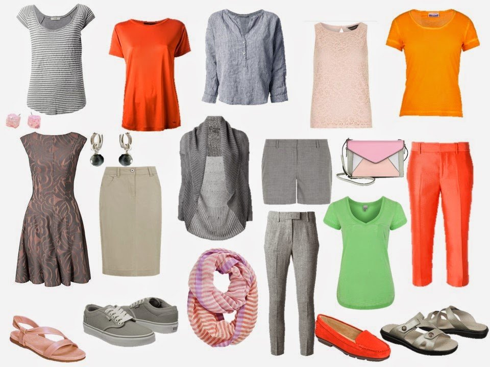 Travel capsule wardrobe in colors taken from The Libyan Sibyl by Michelangelo