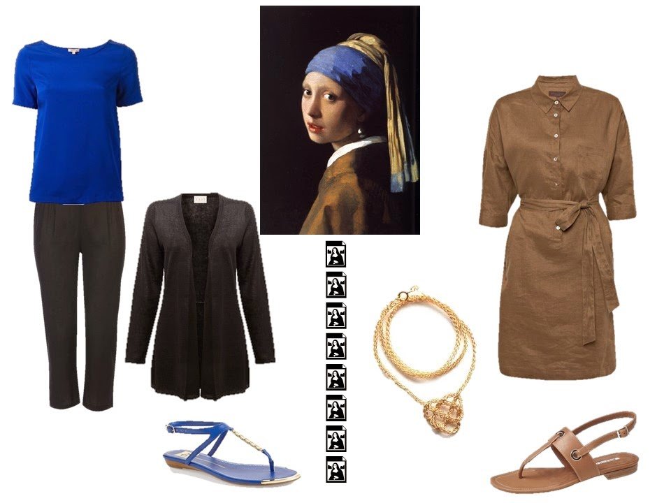 Two outfits taken from the colors and style of Girl with a Pearl Earring by Vermeer