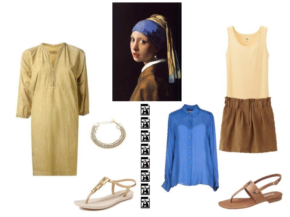 Two outfits taken from the colors and style of Girl with a Pearl Earring by Vermeer