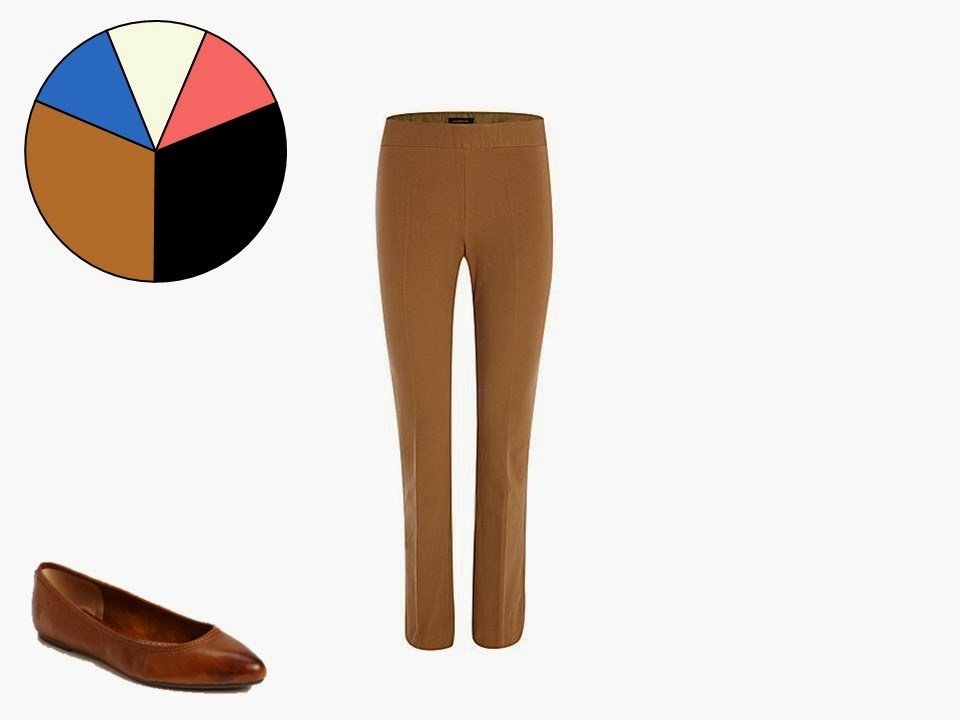 caramel brown women's trousers with simple caramel brown flat shoes