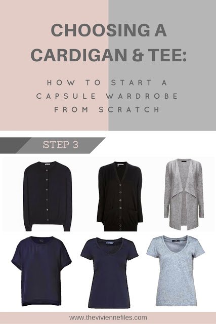 How to build a capsule wardrobe from scratch - step 3 - a cardigan and a tee shirt