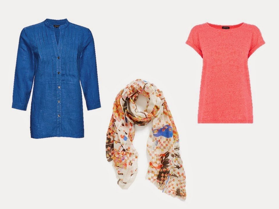 How to build a capsule wardrobe from scratch - step 6 - adding accent color tops and scarf