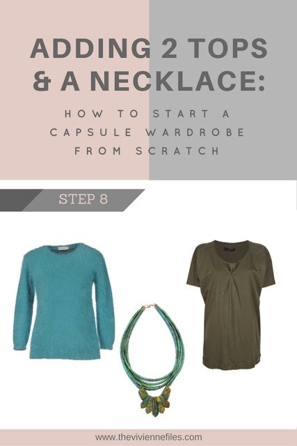 How to build a capsule wardrobe from scratch - step 8 - add 2 tops and a necklace