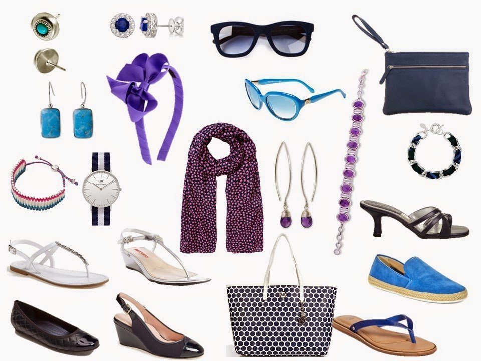 How to build a summer capsule wardrobe from scratch in a navy, white, and purple color palette