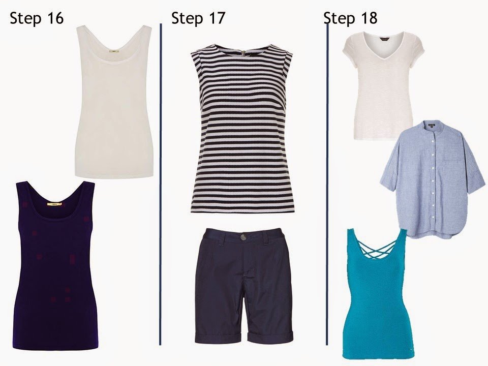 How to build a summer capsule wardrobe from scratch in a navy, white, and purple color palette