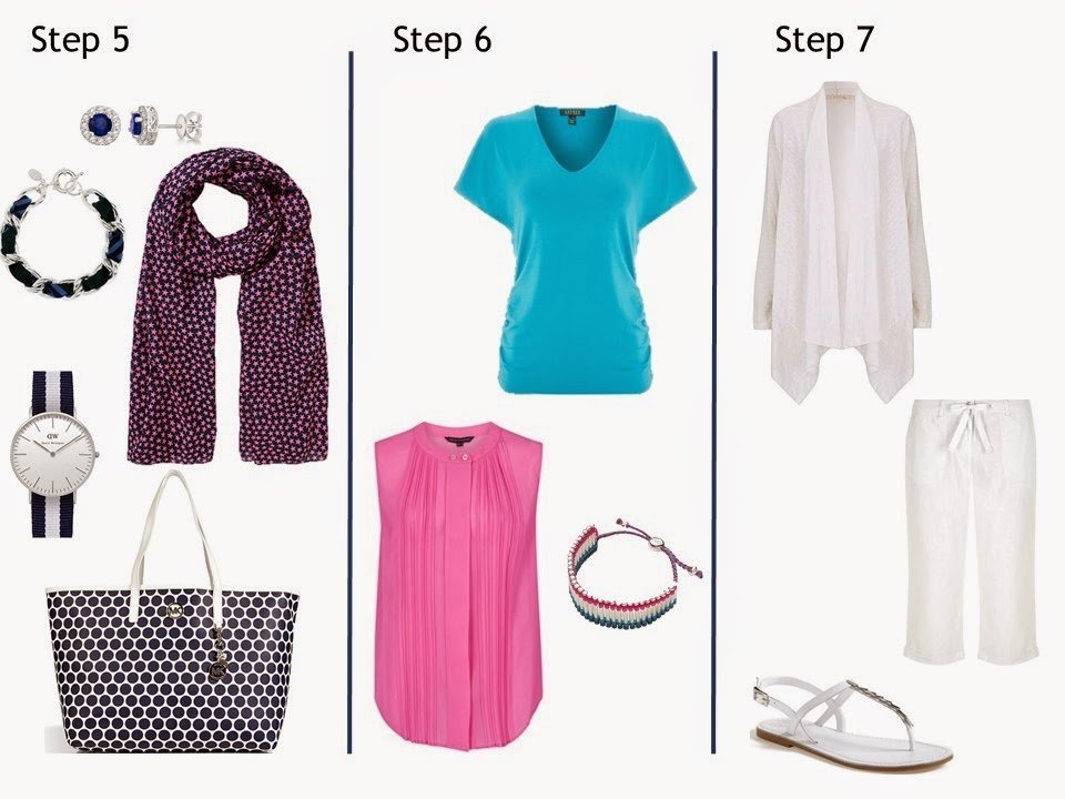 How to build a summer capsule wardrobe from scratch in a navy, white, and purple color palette