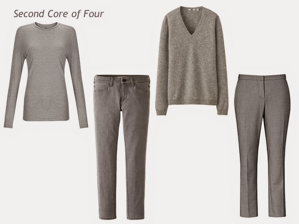 Second Core of Four in grey - tee shirt, jeans, sweater and trousers
