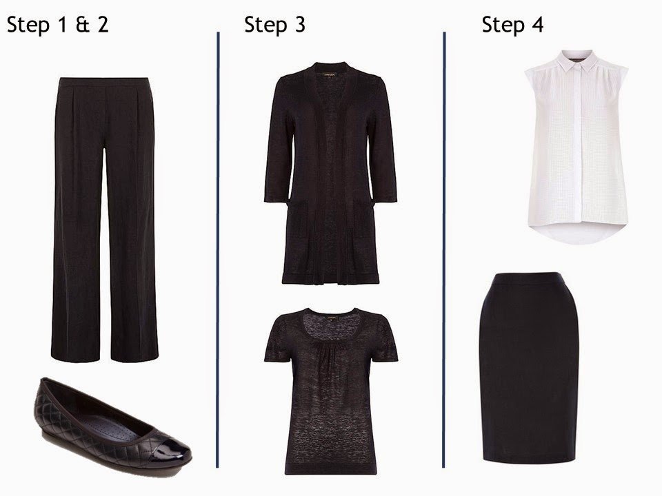 first four steps to built a Starting From Scratch Summer wardrobe in Navy and White