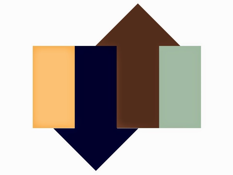 Wardrobe color scheme of apricot, celadon green, navy and brown