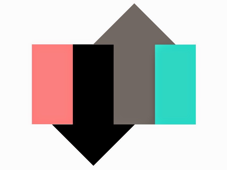 A color scheme graphic in Coral, Turquoise, Black and Grey