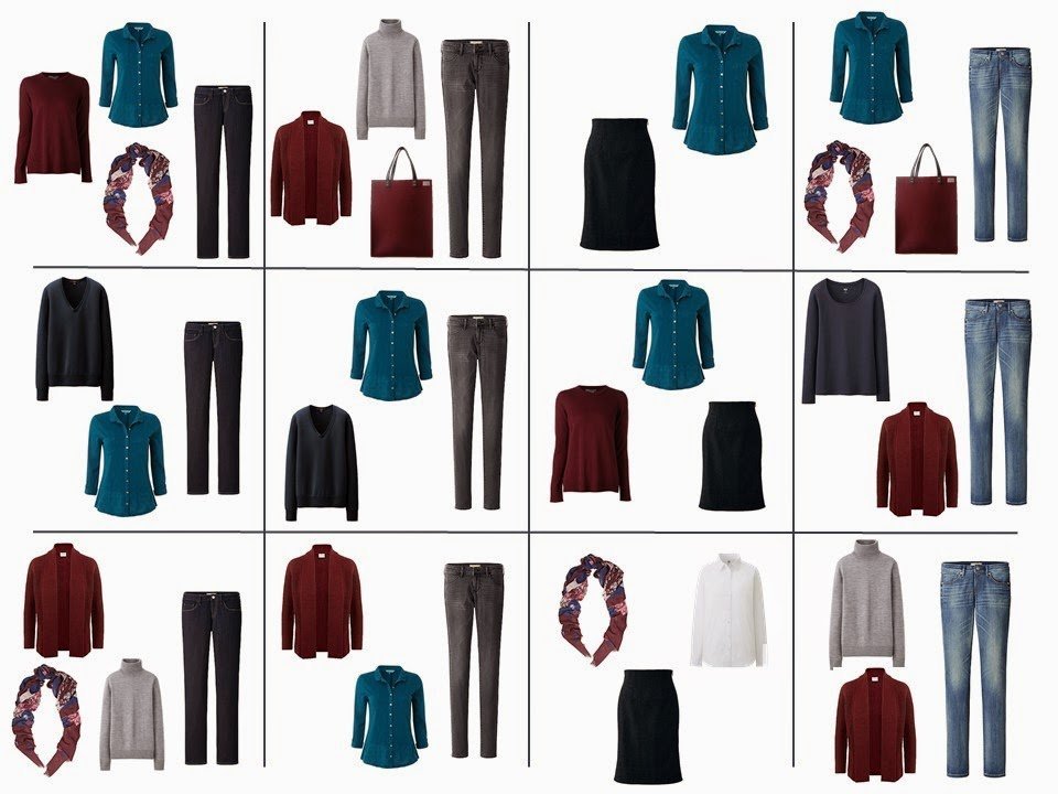 The French 5-Piece Wardrobe + A Common Capsule Wardrobe: Burgundy, Teal, Navy and Grey