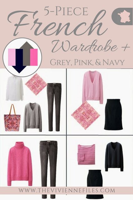 The French 5-Piece Wardrobe + A Common Capsule Wardrobe: Shades of Pink, Navy and Grey