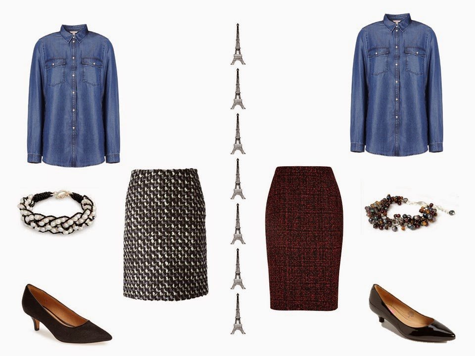 Can you wear a denim shirt with a tweed skirt and pumps? Yes!