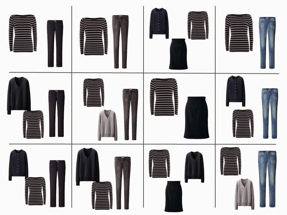 The French 5-Piece Wardrobe + A Common Capsule Wardrobe: blue, green, and grey