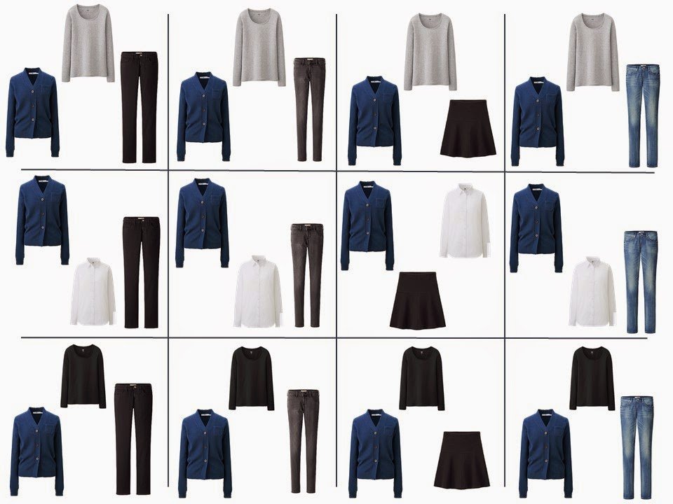 The French 5-Piece Wardrobe + A Common Capsule Wardrobe: Shades of blue, with Black and Grey