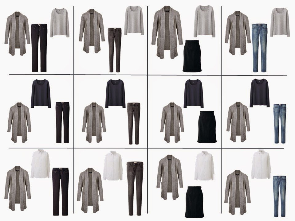 The French 5-Piece Wardrobe + A Common Capsule Wardrobe: blue, green, and grey