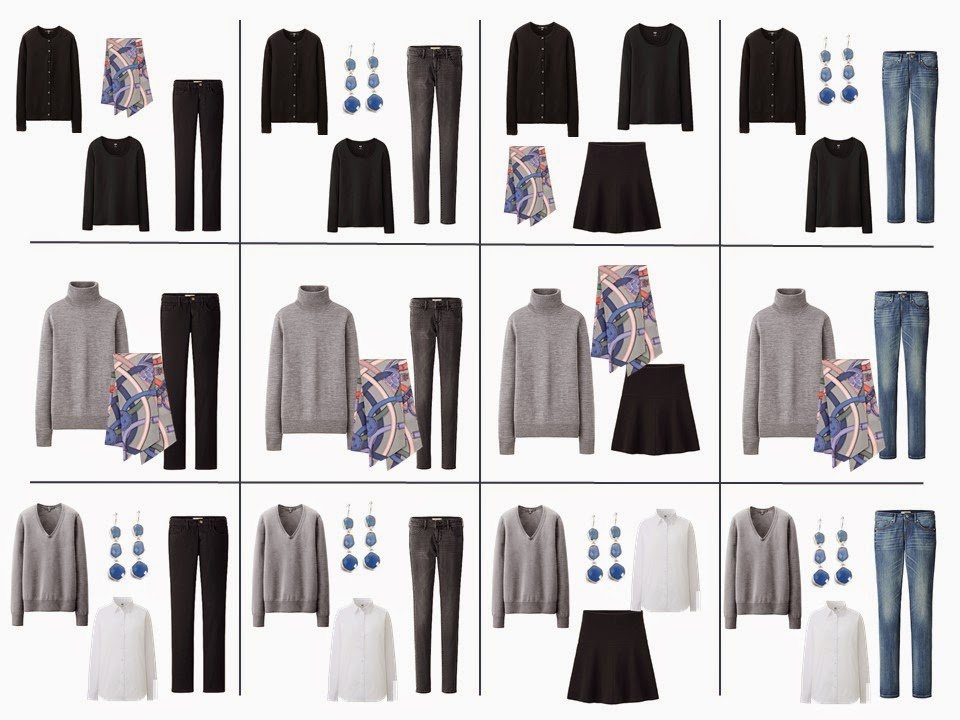 The French 5-Piece Wardrobe + A Common Capsule Wardrobe: Shades of blue, with Black and Grey