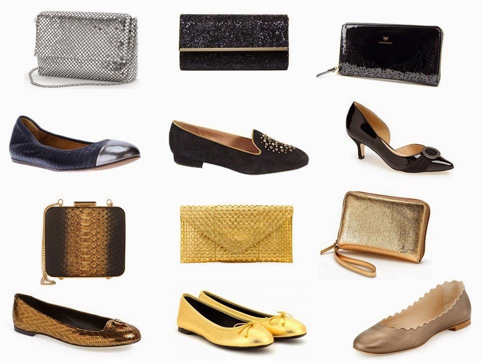 How to dress up a capsule wardrobe with metallic shoes and a small handbag 