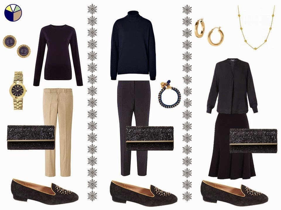 How to dress up a capsule wardrobe with metallic shoes and a small handbag 