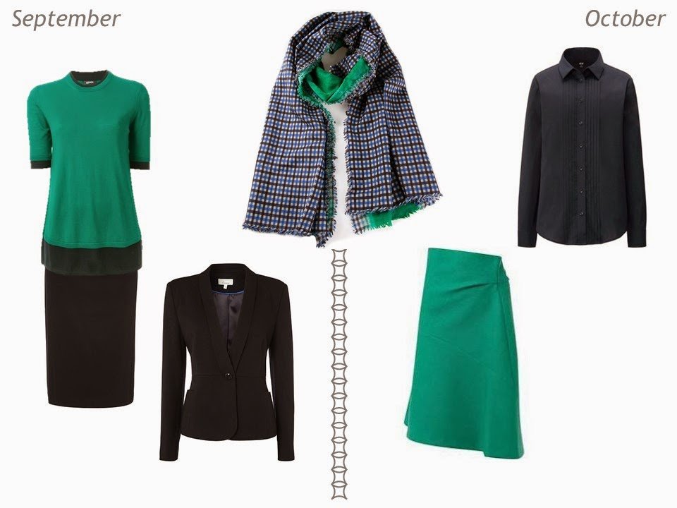 navy and green outfits for autumn September and October