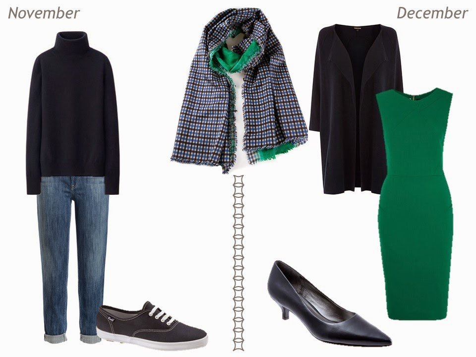 navy and green outfits for autumn and winter November and December