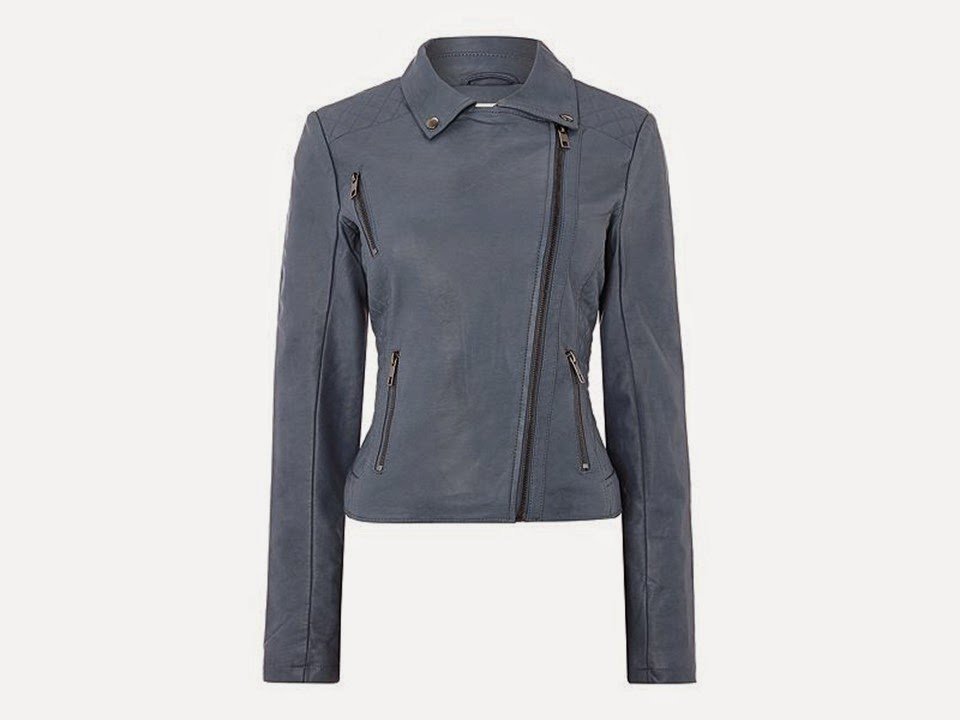 blue faux suede motorcycle jacket from Linea Weekend House of Fraser