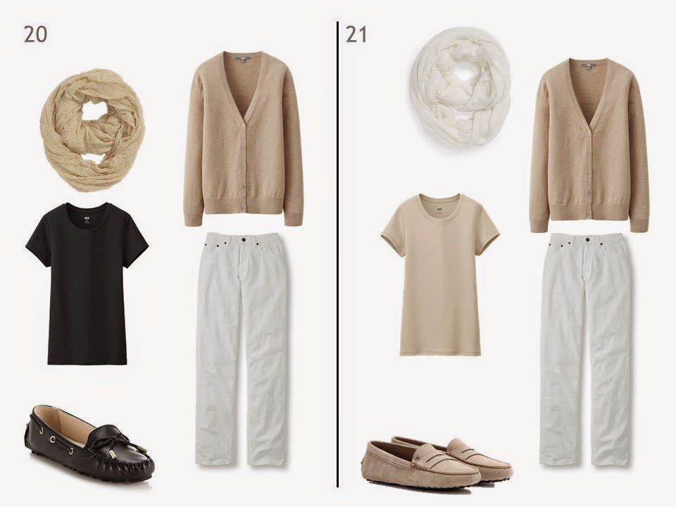 white jeans and a beige cardigan with either black or beige tee shirt and driving moccasions white jeans and a beige cardigan with either black or beige tee shirt and driving moccasions