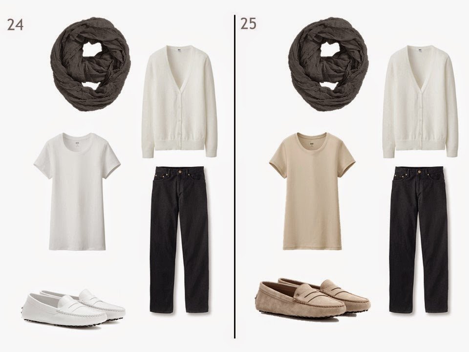 black jeans and a white cardigan with either a white or beige tee shirt and driving moccasins black jeans and a white cardigan with either a white or beige tee shirt and driving moccasins