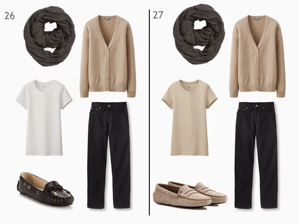 black jeans and a beige cardigan with either a white or a beige tee shirt and driving moccasins black jeans and a beige cardigan with either a white or a beige tee shirt and driving moccasins