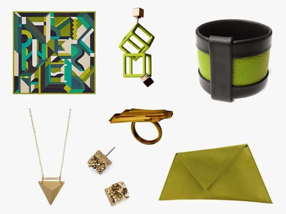 Hermes Perspective Cavaliere silk scarf in green, with complementary accessories
