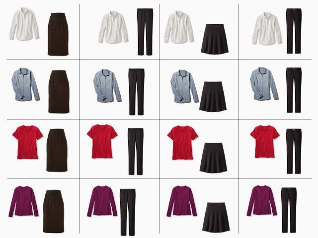 16 outfits from a "Whatever's Clean 13" in black, yellow, red and purple