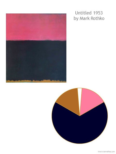 color scheme of navy, cognac and pink drawn from Untitled, 1953 by Mark Rothko
