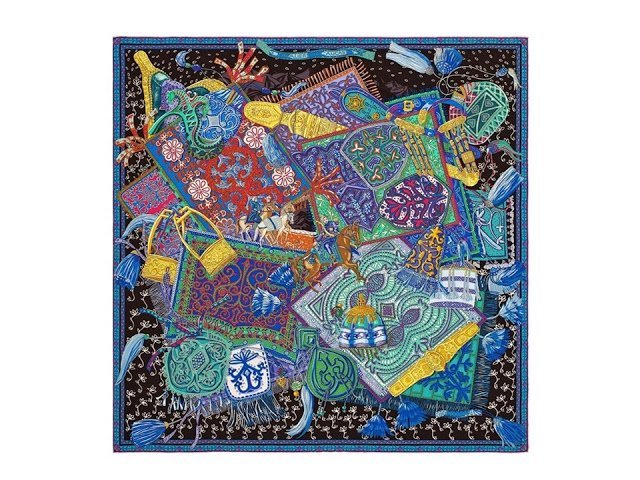 Hermes Cavaliers du Caucase silk scarf