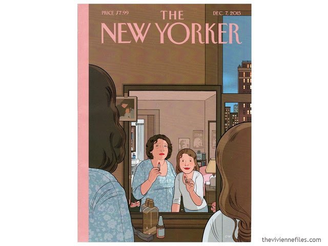 New Yorker cover, December 7, 2015, which uses the Pantone 2016 colors of the year.