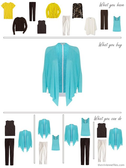 How to Build a Capsule Wardrobe in a Brown, Cream, Aqua and Golden Yellow color palette