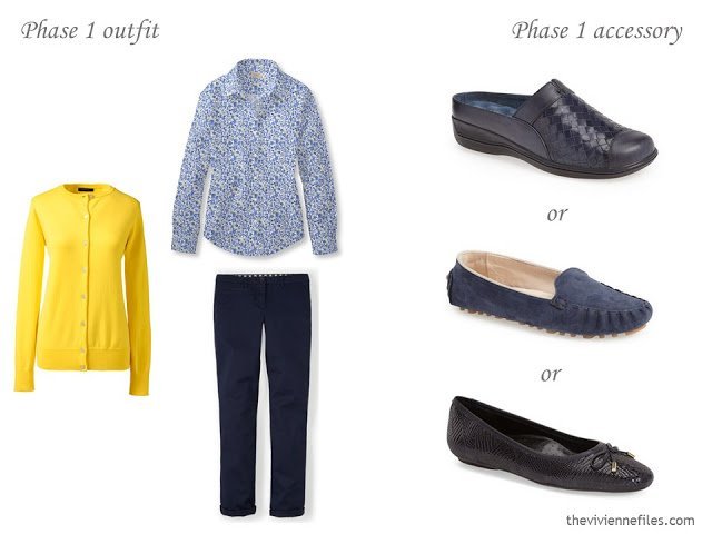 How to Build a Capsule Wardrobe of Accessories in a navy, yellow, and white color palette