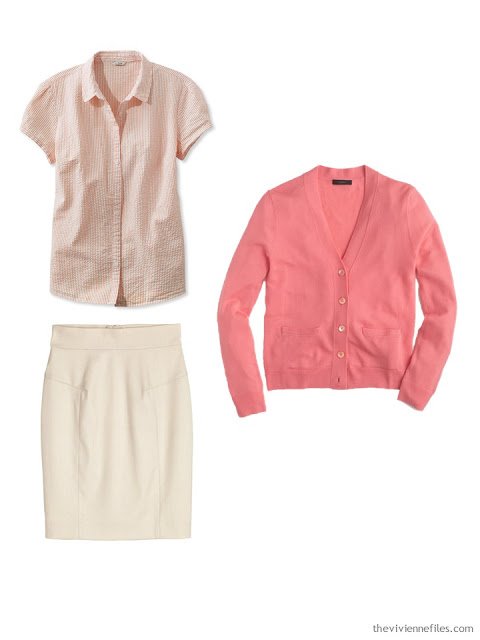 How to Build a Capsule Wardrobe in a Lime, Coral, Beige and Cream color palette