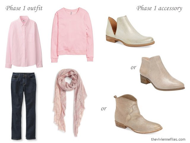 How to Build a Capsule Wardrobe of Accessories in a Denim, Stone, Pink and Soft Blue color palette